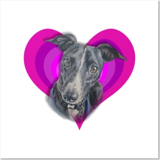 Stunning whippet painting on a rainbow heart! Posters and Art